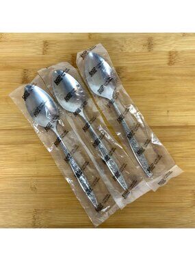Ekco Eterna Balboa 3 Oval Soup Spoons Stainless Steel Discontinued Flatware 70s